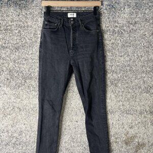 AGOLDE Jeans Womens 25 Black High Rise Skinny Button Fly Organic Cotton Stretch